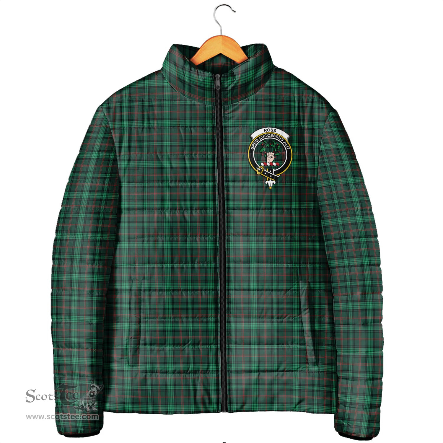 Scottish Ross Hunting Modern Clan Crest Tartan Padded Jacket with Family Crest - Tartan Plaid Jacket ScotsTee Shop - Tartan Plaid - scotstee.com