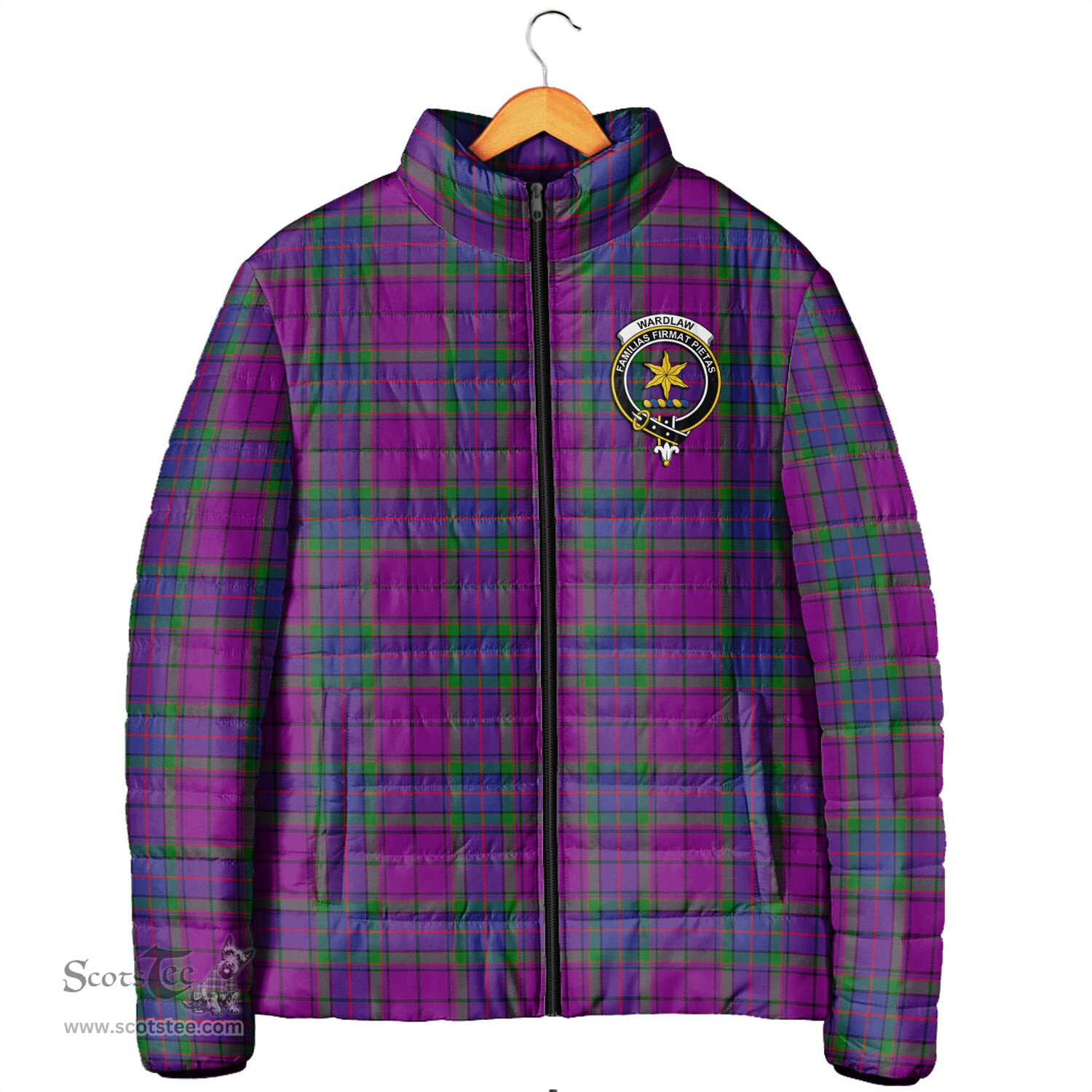 Scottish Wardlaw Modern Clan Crest Tartan Padded Jacket with Family Crest - Tartan Plaid Jacket ScotsTee Shop - Tartan Plaid - scotstee.com