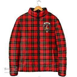 Scottish Wallace Hunting Red Clan Crest Tartan Padded Jacket with Family Crest - Tartan Plaid Jacket ScotsTee Shop - Tartan Plaid - scotstee.com