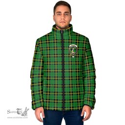Scottish Wallace Hunting Green Clan Crest Tartan Padded Jacket with Family Crest - Tartan Plaid Jacket ScotsTee Shop - Tartan Plaid - scotstee.com