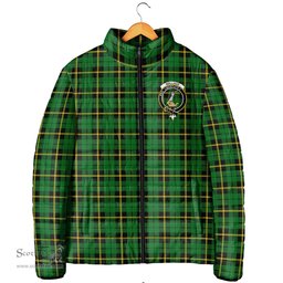 Scottish Wallace Hunting Green Clan Crest Tartan Padded Jacket with Family Crest - Tartan Plaid Jacket ScotsTee Shop - Tartan Plaid - scotstee.com