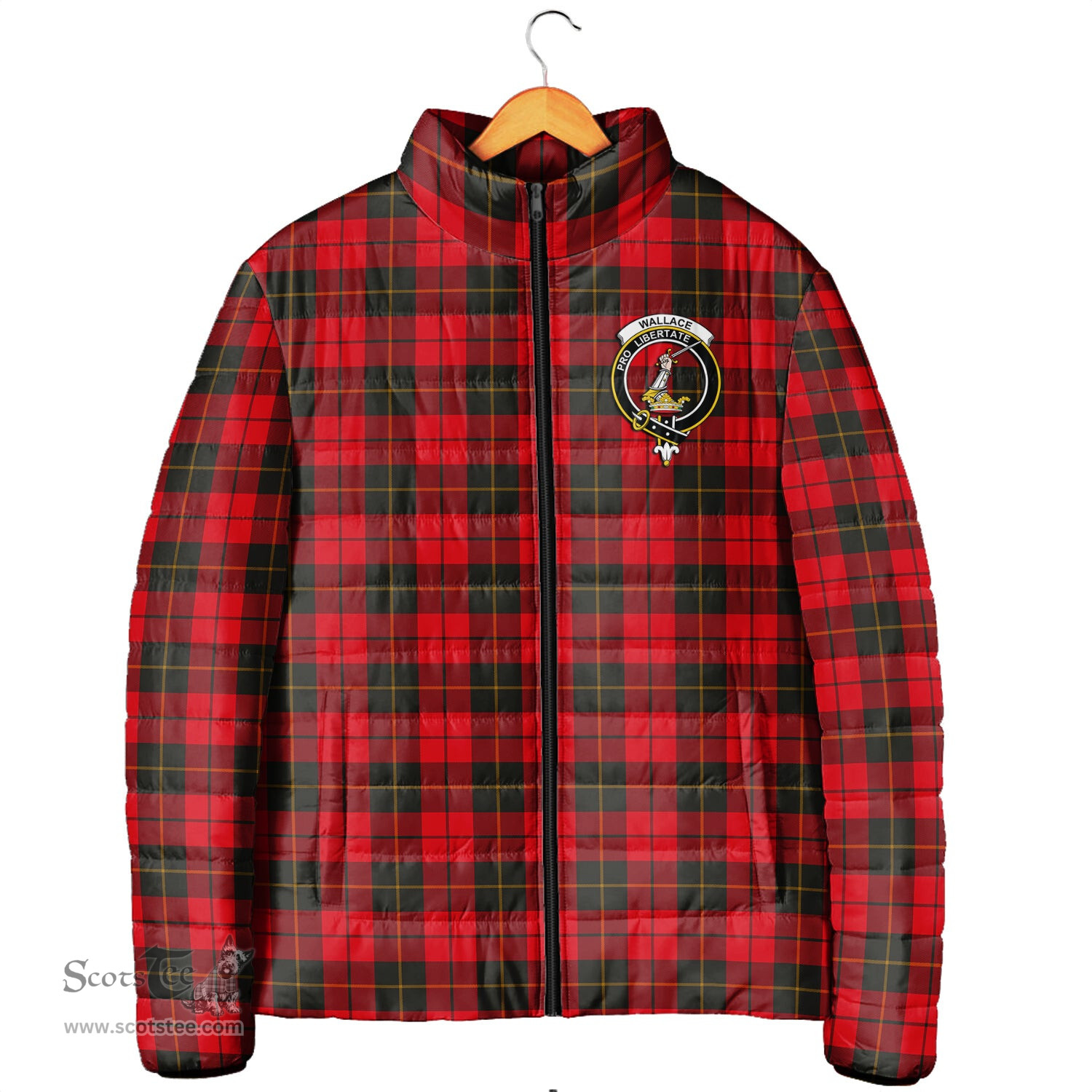 Scottish Wallace Weathered Clan Crest Tartan Padded Jacket with Family Crest - Tartan Plaid Jacket ScotsTee Shop - Tartan Plaid - scotstee.com