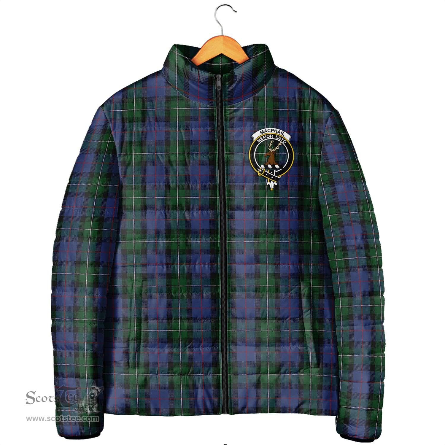 Scottish MacPhail Hunting Clan Crest Tartan Padded Jacket with Family Crest - Tartan Plaid Jacket ScotsTee Shop - Tartan Plaid - scotstee.com