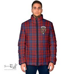 Scottish Wishart Dress Clan Crest Tartan Padded Jacket with Family Crest - Tartan Plaid Jacket ScotsTee Shop - Tartan Plaid - scotstee.com