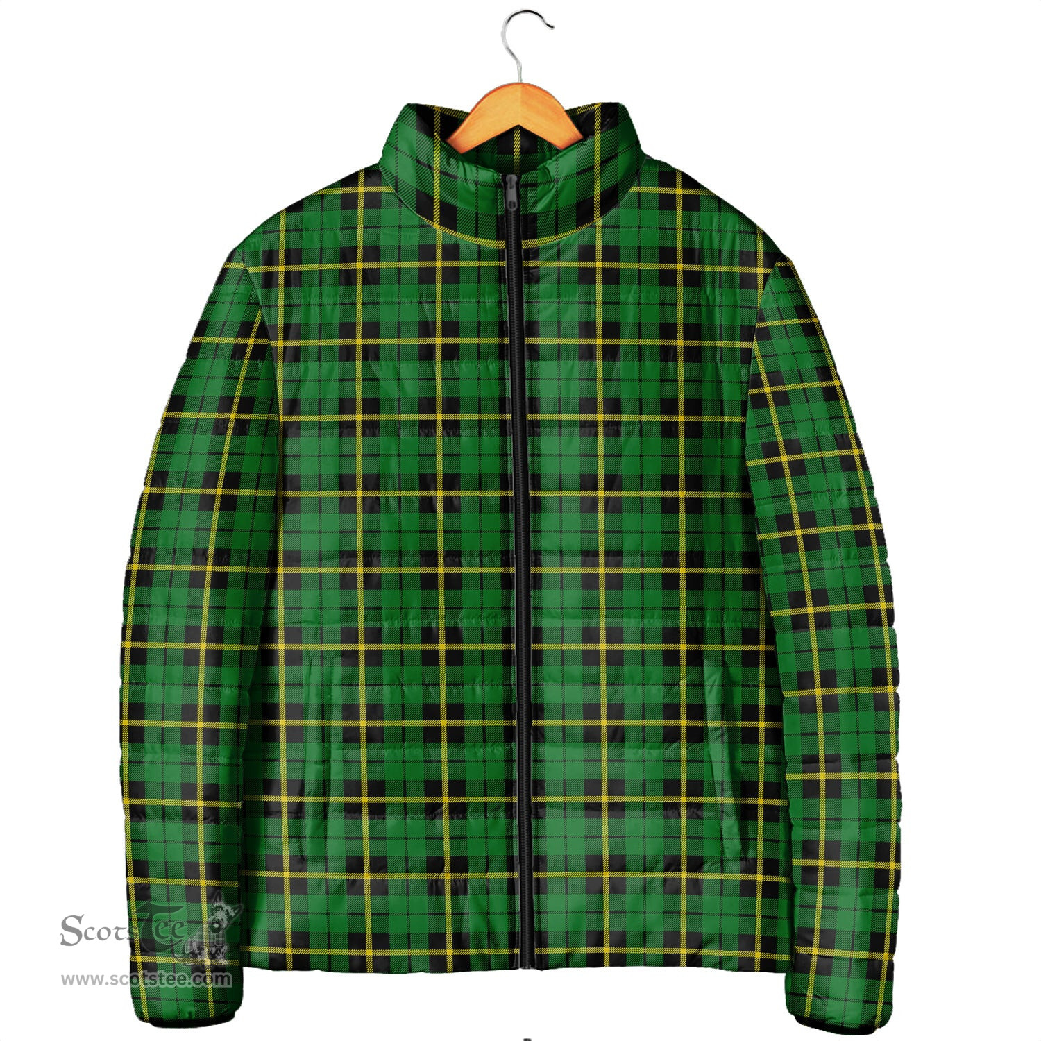 Scottish Wallace Hunting Green Clan Tartan Padded Jacket - Tartan Plaid Jacket Scotstee Shop - Tartan Plaid - scotstee.com