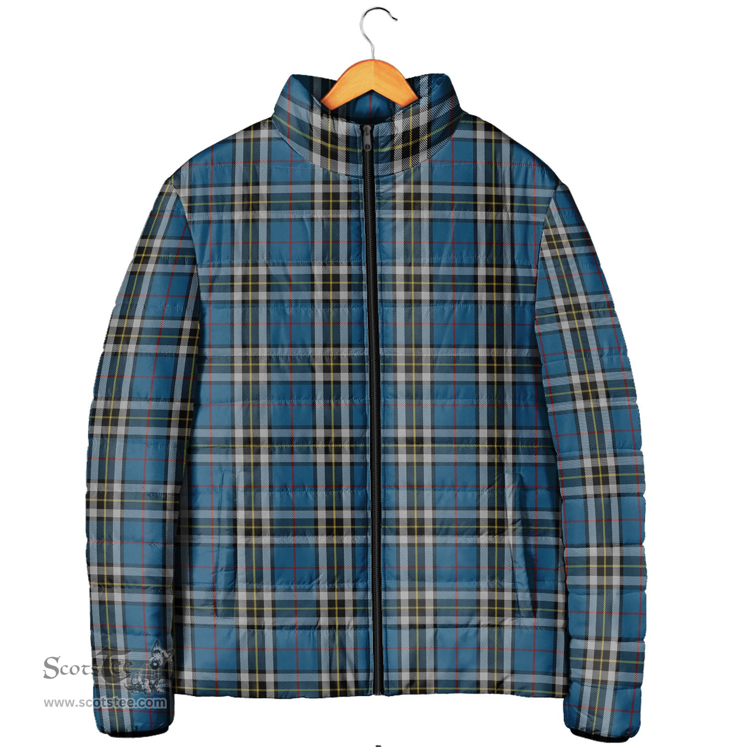 Scottish Thomson Dress Blue Clan Tartan Padded Jacket - Tartan Plaid Jacket Scotstee Shop - Tartan Plaid - scotstee.com