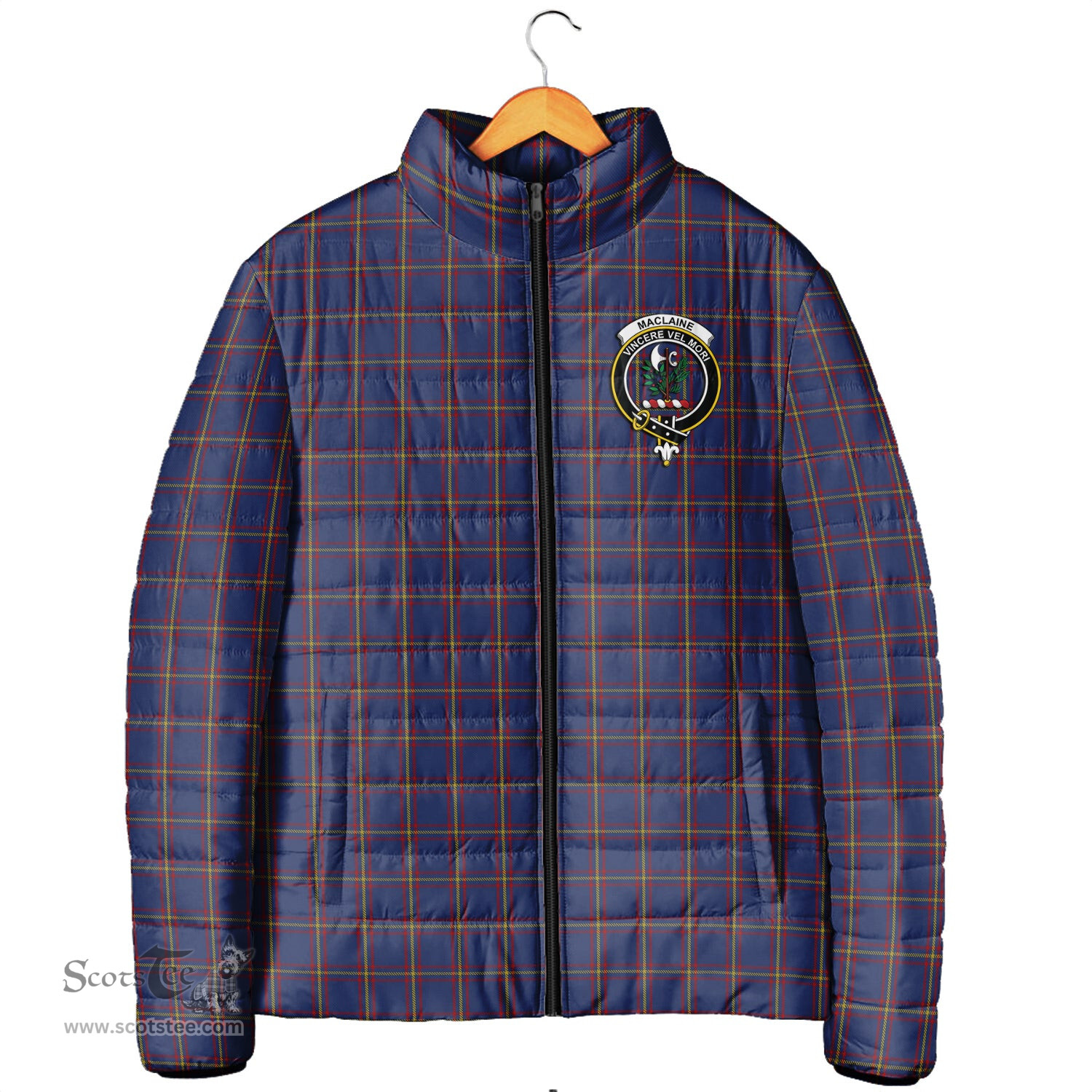 Scottish MacLaine of Lochbuie Clan Crest Tartan Padded Jacket with Family Crest - Tartan Plaid Jacket ScotsTee Shop - Tartan Plaid - scotstee.com