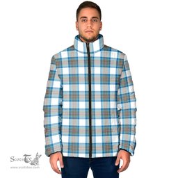 Scottish Stewart Muted Blue Clan Tartan Padded Jacket - Tartan Plaid Jacket Scotstee Shop - Tartan Plaid - scotstee.com