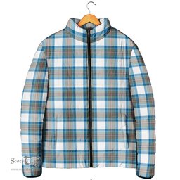 Scottish Stewart Muted Blue Clan Tartan Padded Jacket - Tartan Plaid Jacket Scotstee Shop - Tartan Plaid - scotstee.com