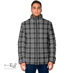 Scottish Stewart Black and White Clan Tartan Padded Jacket - Tartan Plaid Jacket Scotstee Shop - Tartan Plaid - scotstee.com