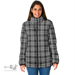Scottish Stewart Black and White Clan Tartan Padded Jacket - Tartan Plaid Jacket Scotstee Shop - Tartan Plaid - scotstee.com
