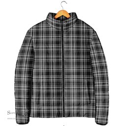 Scottish Stewart Black and White Clan Tartan Padded Jacket - Tartan Plaid Jacket Scotstee Shop - Tartan Plaid - scotstee.com