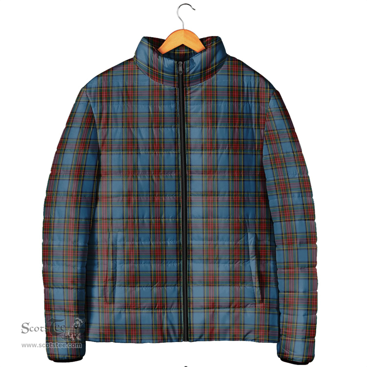 Scottish Stewart Royal Blue Clan Tartan Padded Jacket - Tartan Plaid Jacket Scotstee Shop - Tartan Plaid - scotstee.com