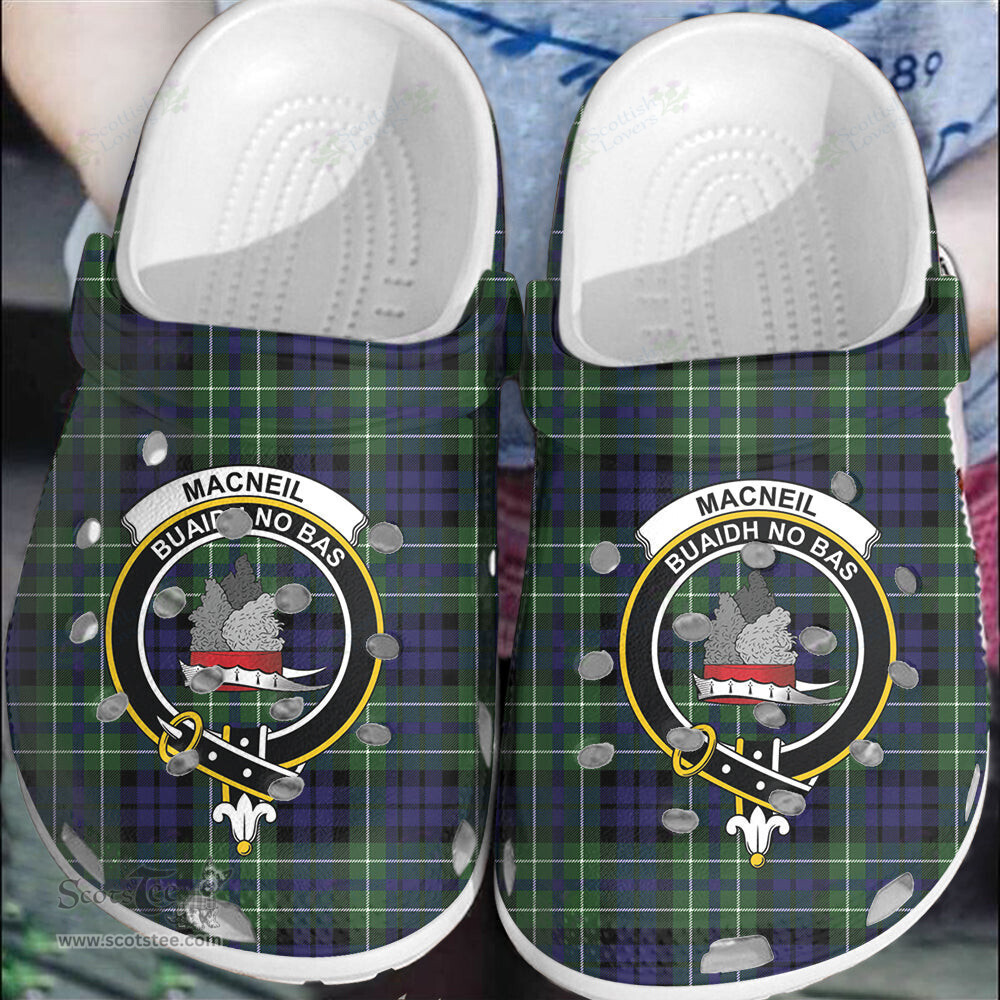 Scottish MacNeil of Colonsay Modern Clan Tartan Clogs - Crest Classic Scottish Plaid Tartan Plaid - ScotsTee - scotstee.com