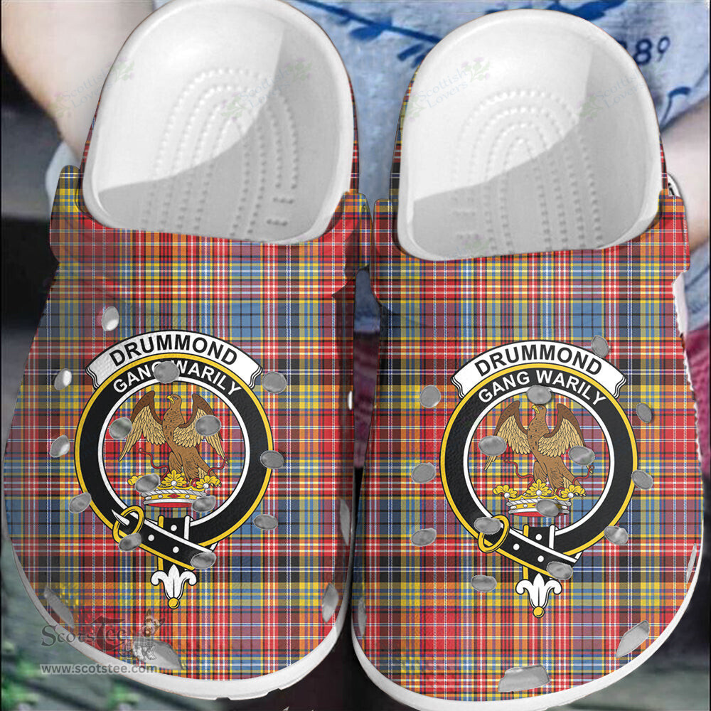 Scottish Drummond of Strathallan Clan Tartan Clogs - Crest Classic Scottish Plaid Tartan Plaid - ScotsTee - scotstee.com