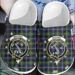 Scottish MacNeill of Barra Modern Clan Tartan Clogs - Crest Classic Scottish Plaid Tartan Plaid - ScotsTee - scotstee.com