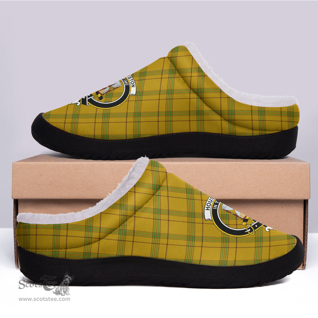 Looking for Scottish Houston Clan Tartan Fleece Slippers - Crest Classic? Check out our collection of Tartan T-shirts! Shop now at Scottishplaid.co!
