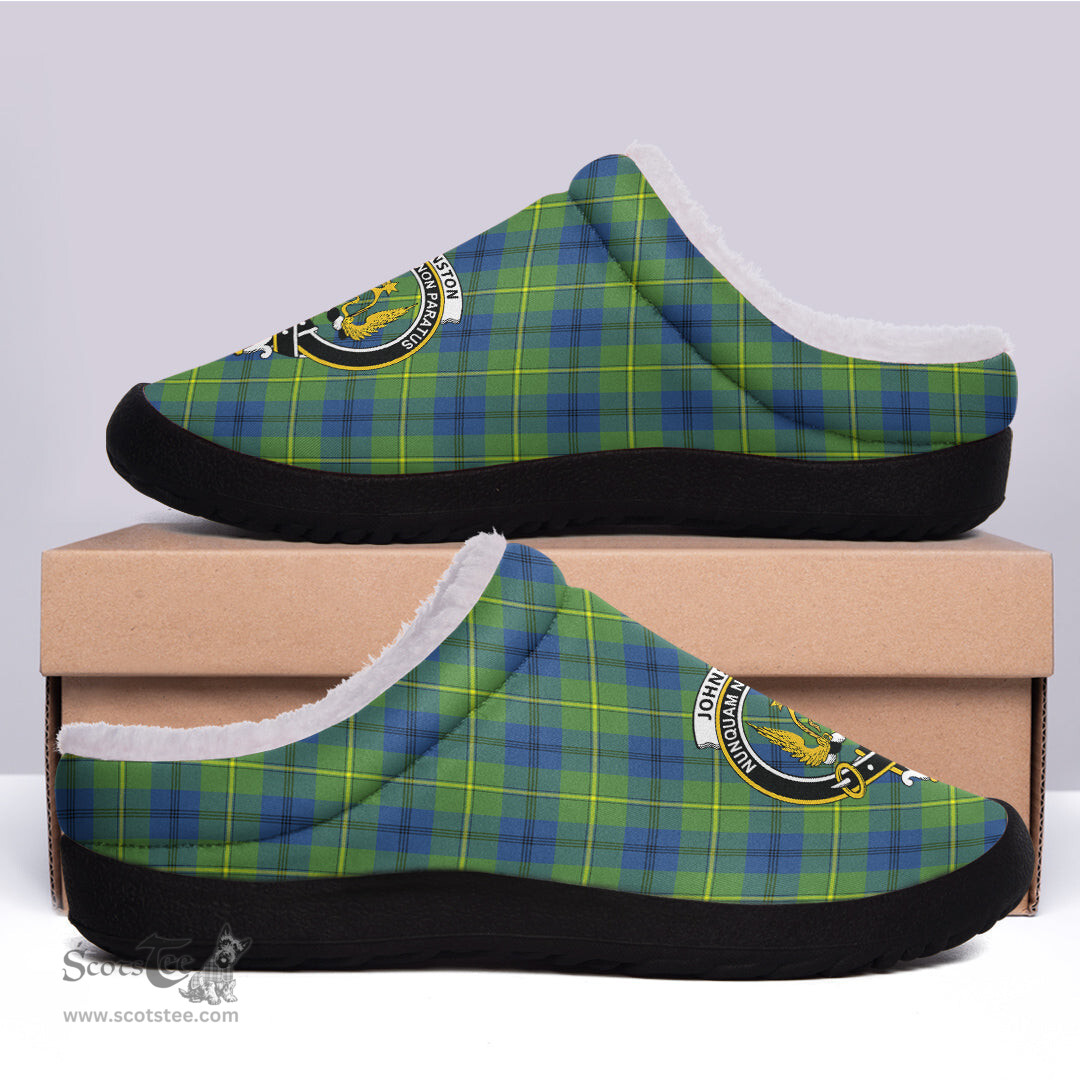 Looking for Scottish Johnston Ancient Clan Tartan Fleece Slippers - Crest Classic? Check out our collection of Tartan T-shirts! Shop now at Scottishplaid.co!