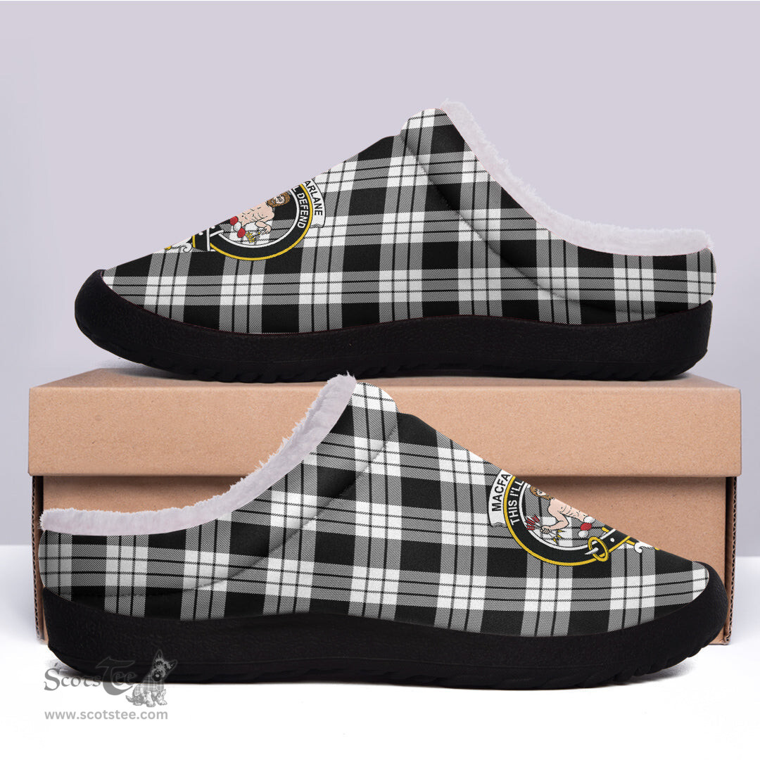 Looking for Scottish MacFarlane Black White Clan Tartan Fleece Slippers - Crest Classic? Check out our collection of Tartan T-shirts! Shop now at Scottishplaid.co!