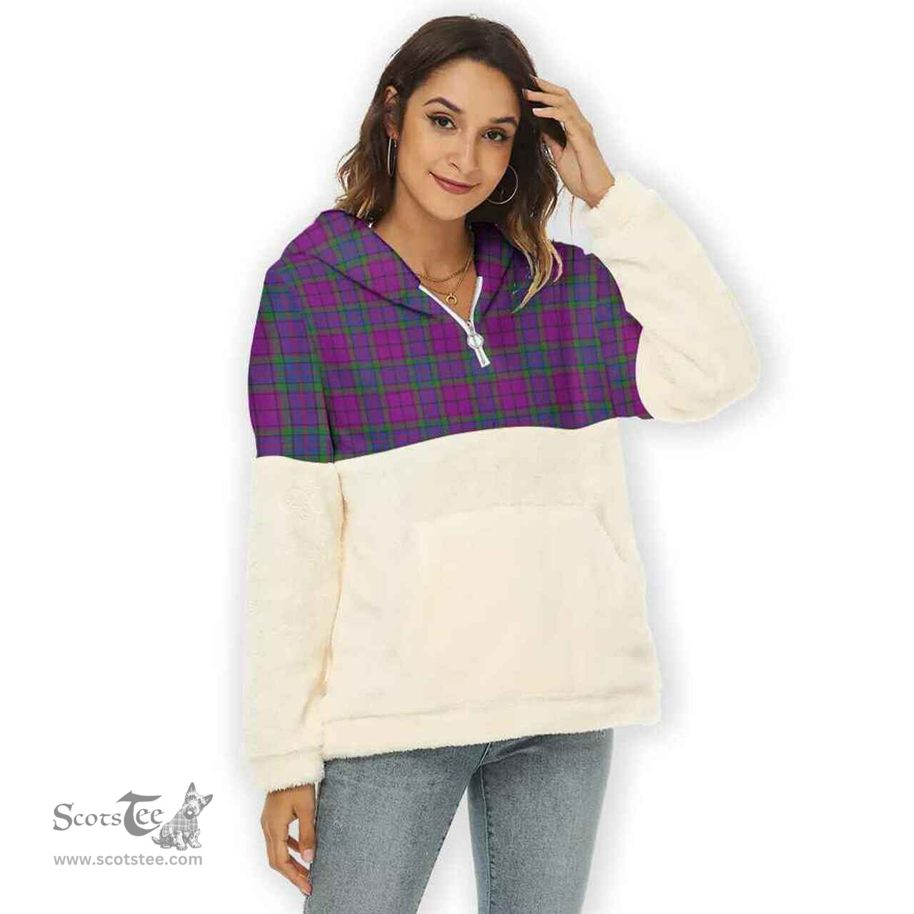 Scottish Wardlaw Modern Clan Tartan Flannel Hoodie Women - Classic Scottish Plaid Tartan Plaid