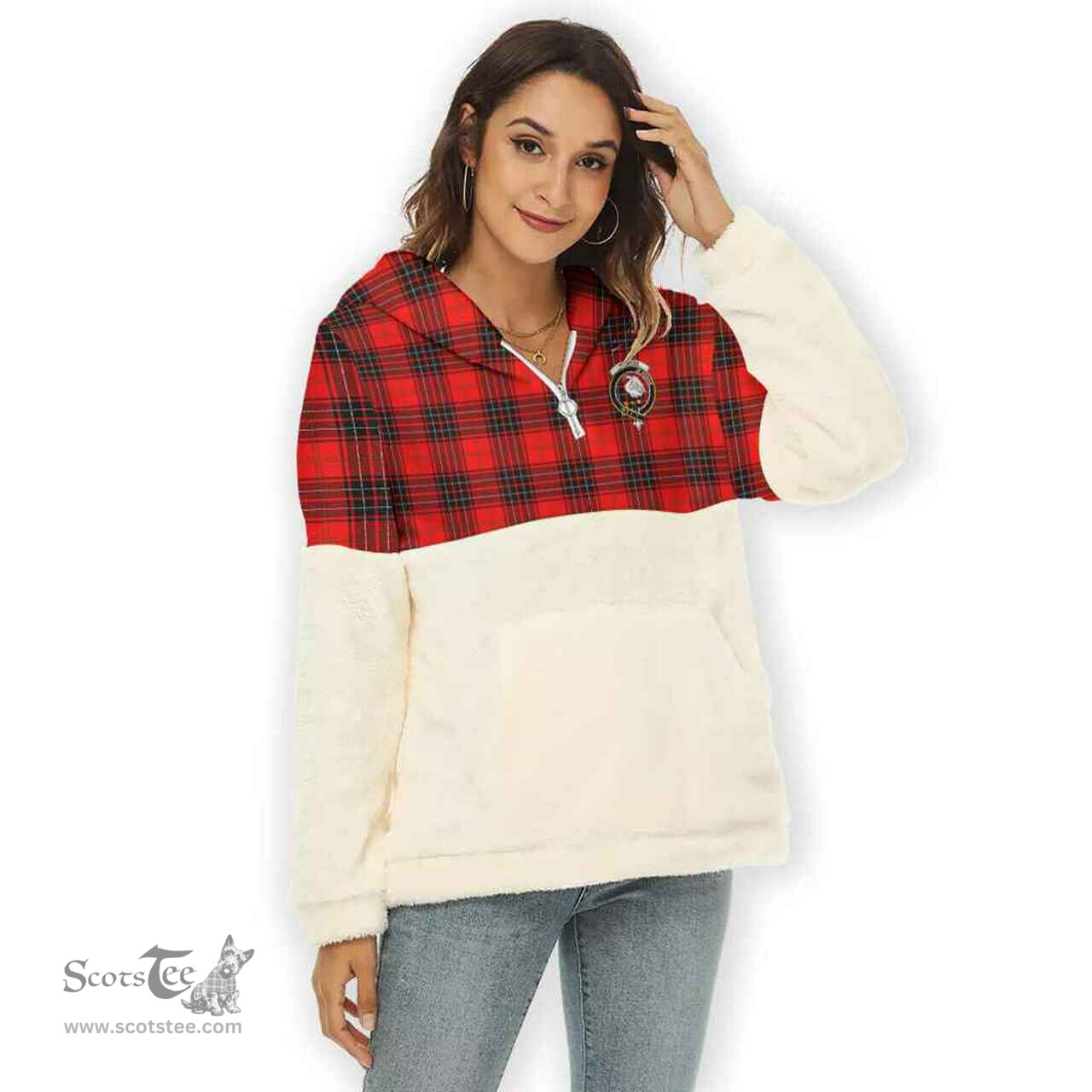 Scottish Wemyss Clan Tartan Flannel Hoodie Women - Crest Classic Scottish Plaid Tartan Plaid