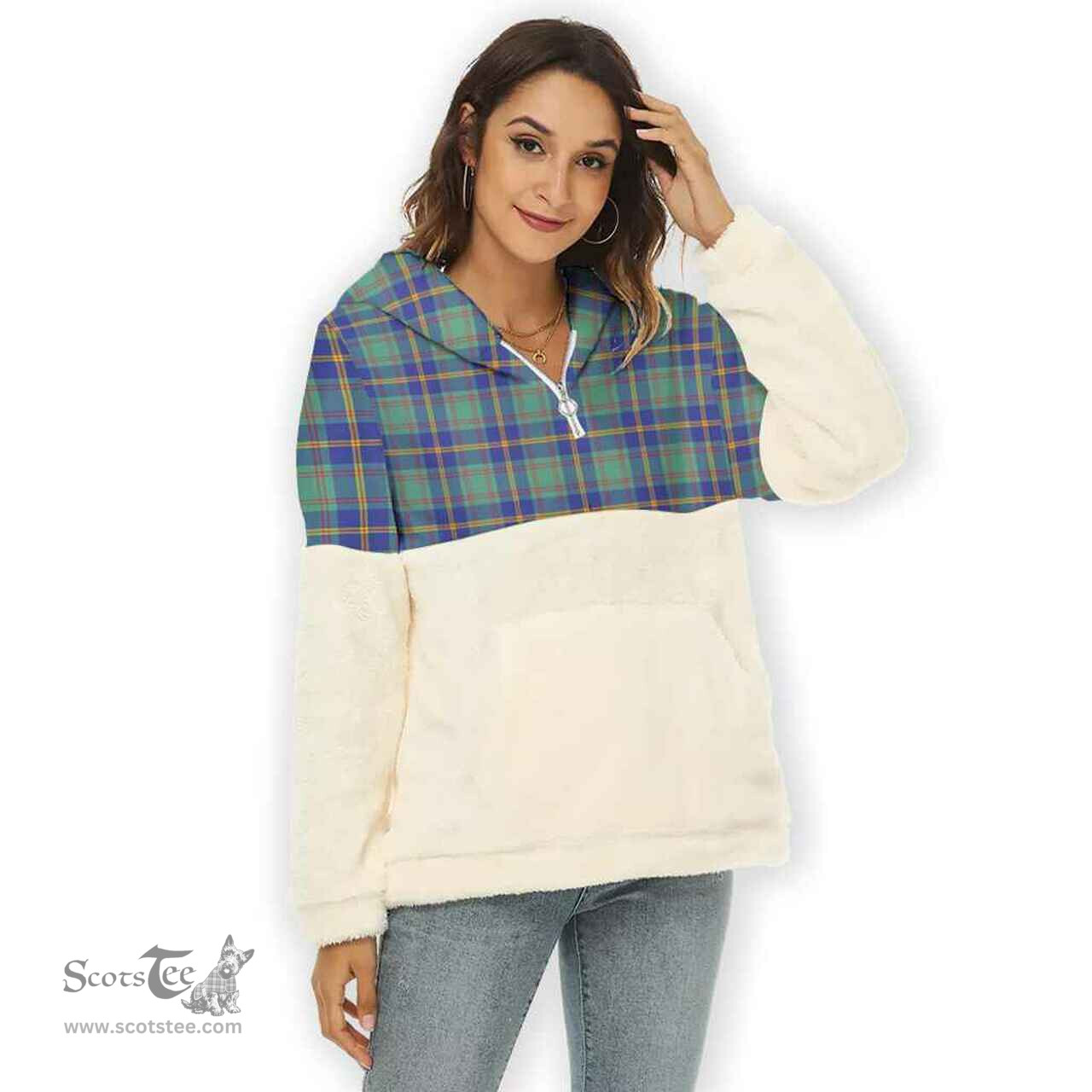 Scottish US Marine Clan Tartan Flannel Hoodie Women - Classic Scottish Plaid Tartan Plaid