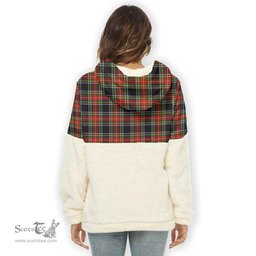 Scottish Stewart Black Clan Tartan Flannel Hoodie Women - Classic Scottish Plaid Tartan Plaid