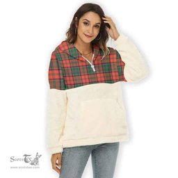 Scottish Stewart of Appin Ancient Clan Tartan Flannel Hoodie Women - Classic Scottish Plaid Tartan Plaid