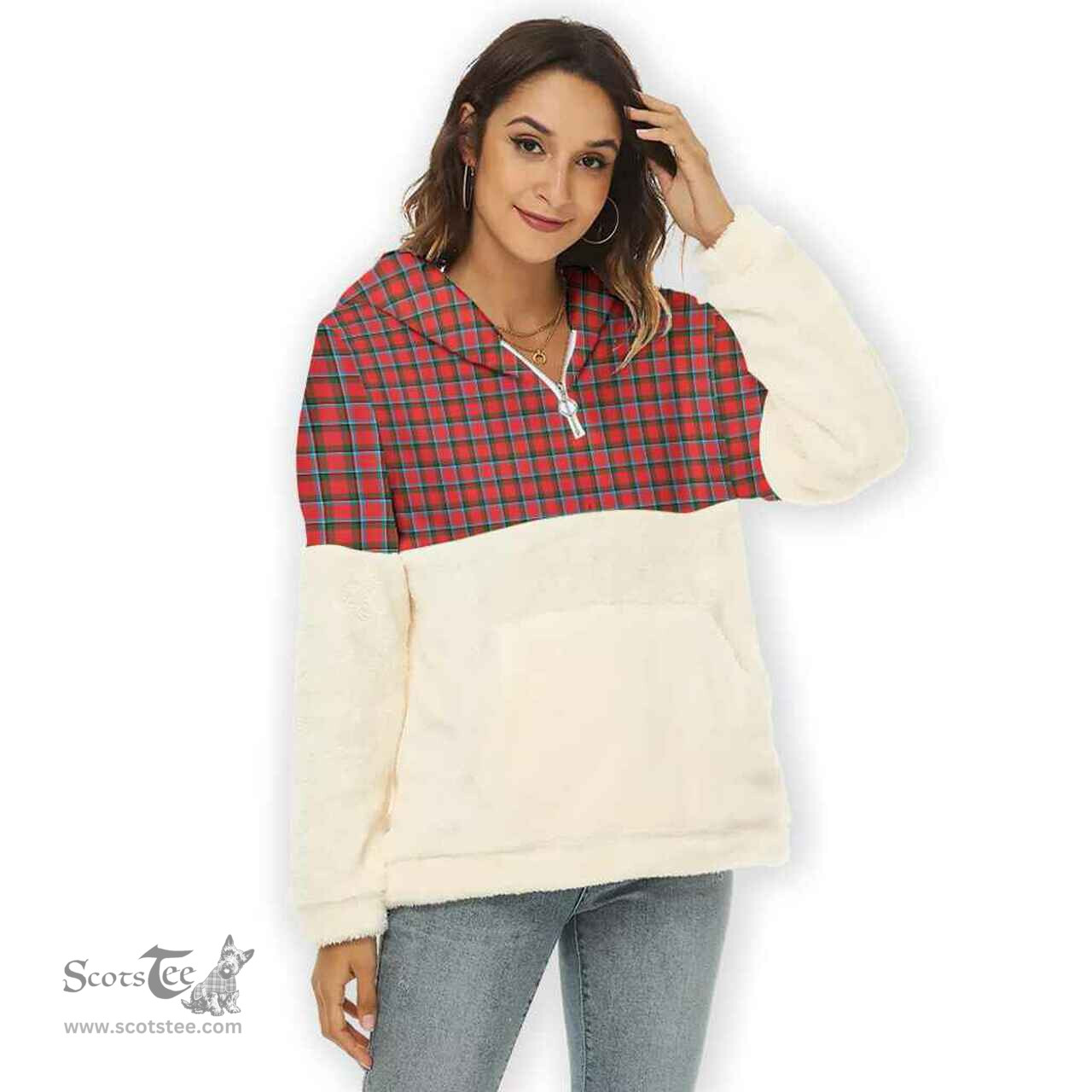 Scottish Sinclair Modern Clan Tartan Flannel Hoodie Women - Classic Scottish Plaid Tartan Plaid