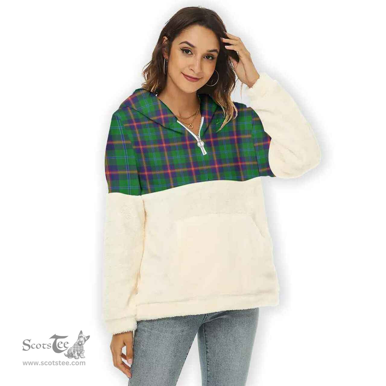 Scottish Young Modern Clan Tartan Flannel Hoodie Women - Classic Scottish Plaid Tartan Plaid