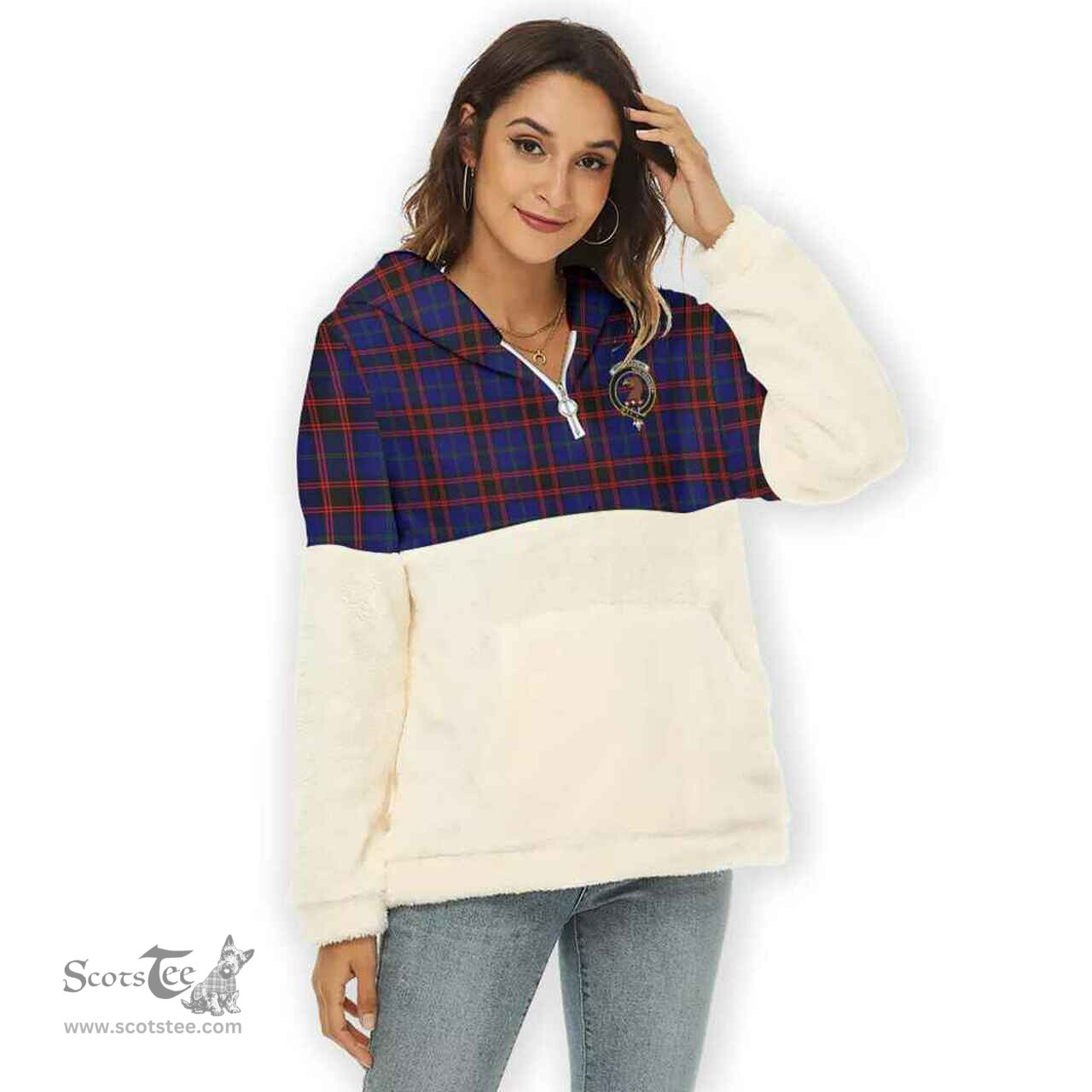 Scottish Wedderburn Clan Tartan Flannel Hoodie Women - Crest Classic Scottish Plaid Tartan Plaid