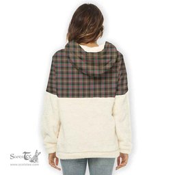 Scottish Sutherland Weathered Clan Tartan Flannel Hoodie Women - Classic Scottish Plaid Tartan Plaid