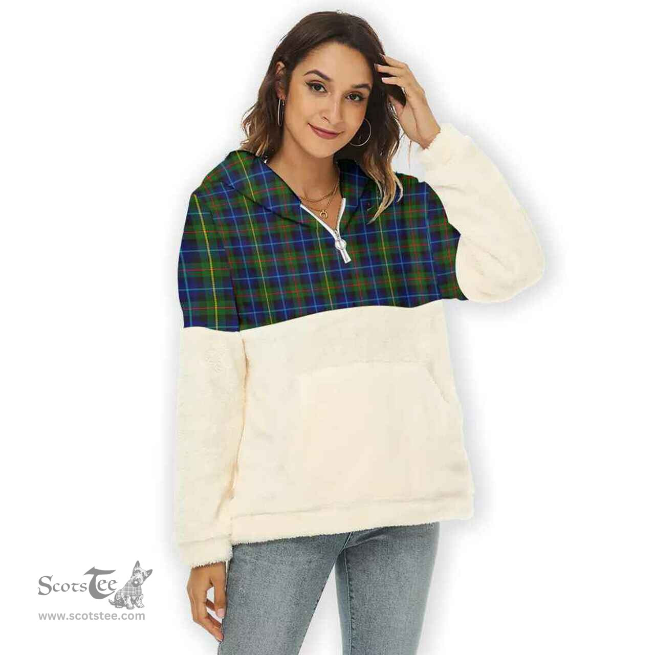 Scottish Smith Modern Clan Tartan Flannel Hoodie Women - Classic Scottish Plaid Tartan Plaid