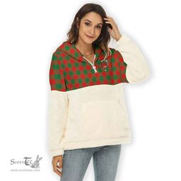 Scottish Moncrieffe Clan Tartan Flannel Hoodie Women - Crest Classic Scottish Plaid Tartan Plaid