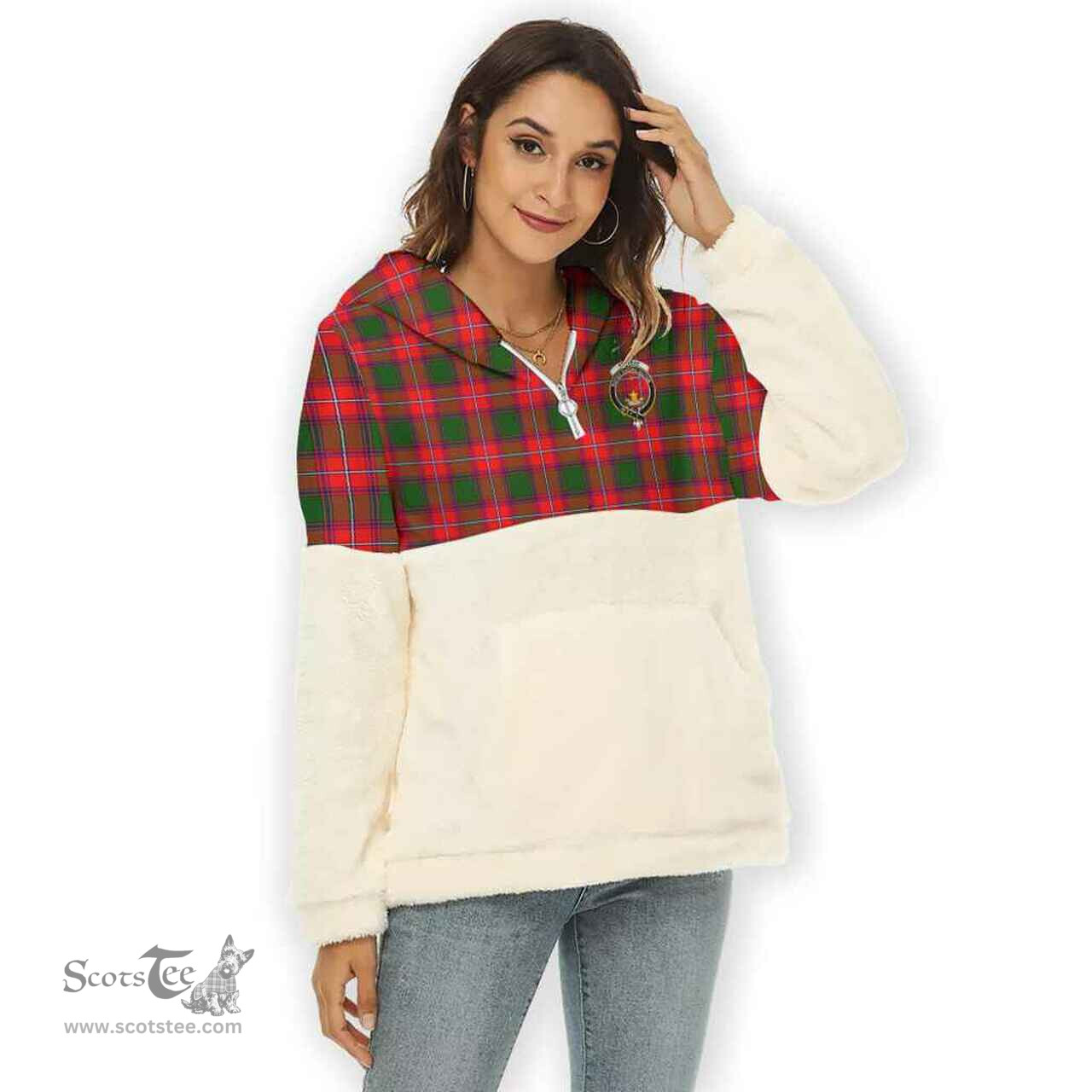 Scottish Rattray Clan Tartan Flannel Hoodie Women - Crest Classic Scottish Plaid Tartan Plaid