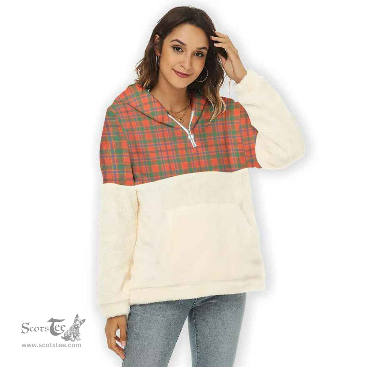Scottish Munro Ancient Clan Tartan Flannel Hoodie Women - Classic Scottish Plaid Tartan Plaid