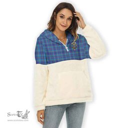 Scottish Mercer Clan Tartan Flannel Hoodie Women - Crest Classic Scottish Plaid Tartan Plaid
