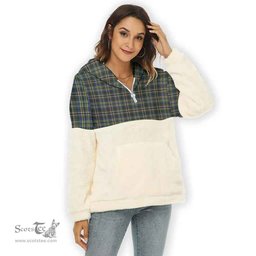 Scottish Scott Green Modern Clan Tartan Flannel Hoodie Women - Classic Scottish Plaid Tartan Plaid