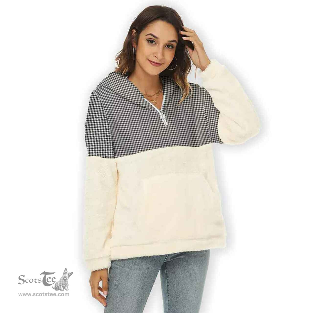 Scottish Shepherd Clan Tartan Flannel Hoodie Women - Classic Scottish Plaid Tartan Plaid
