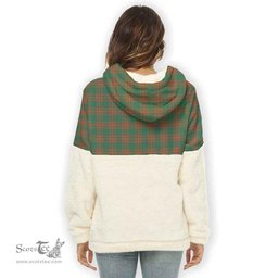 Scottish Menzies Green Ancient Clan Tartan Flannel Hoodie Women - Classic Scottish Plaid Tartan Plaid