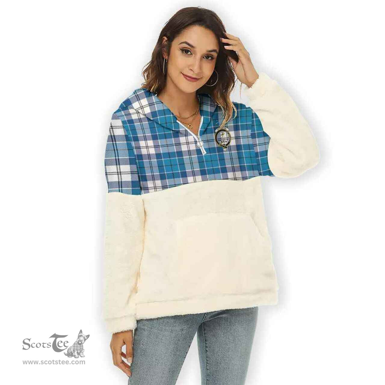 Scottish Roberton Clan Tartan Flannel Hoodie Women - Crest Classic Scottish Plaid Tartan Plaid