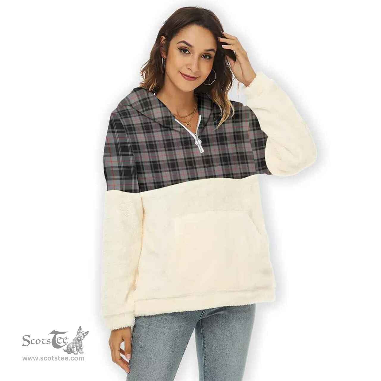 Scottish Moffat Modern Clan Tartan Flannel Hoodie Women - Classic Scottish Plaid Tartan Plaid
