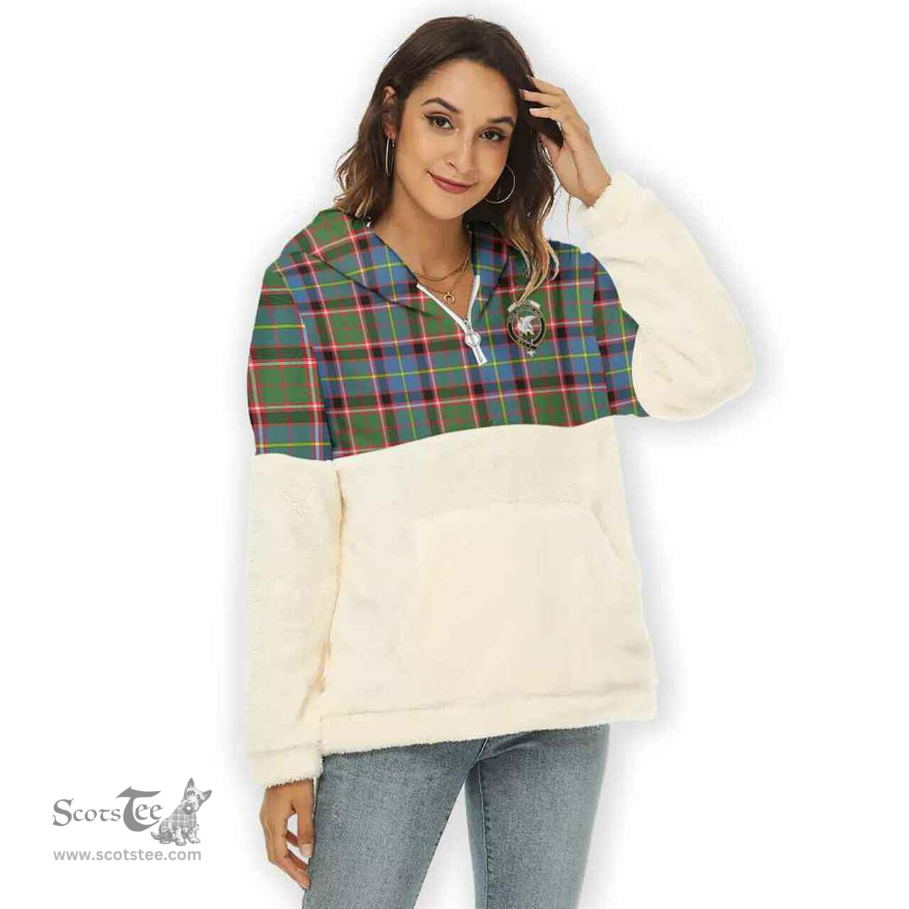 Scottish Norvel Clan Tartan Flannel Hoodie Women - Crest Classic Scottish Plaid Tartan Plaid