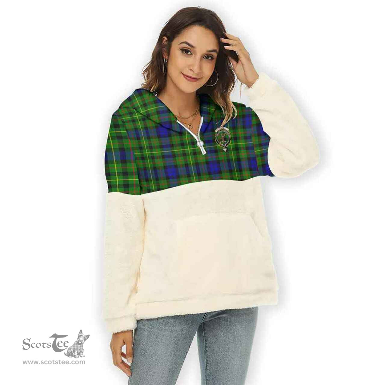 Scottish Rollo Clan Tartan Flannel Hoodie Women - Crest Classic Scottish Plaid Tartan Plaid