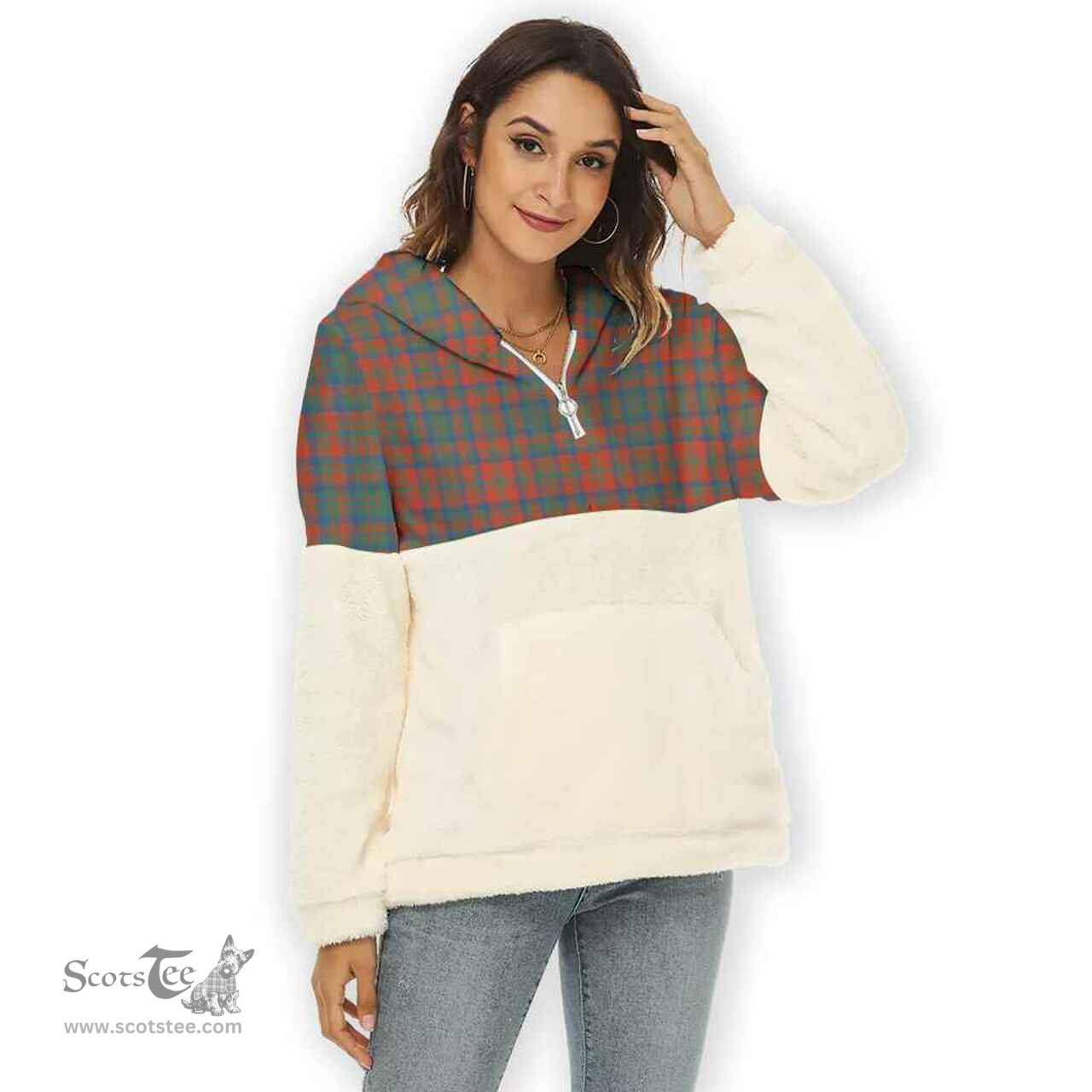 Scottish Matheson Ancient Clan Tartan Flannel Hoodie Women - Classic Scottish Plaid Tartan Plaid