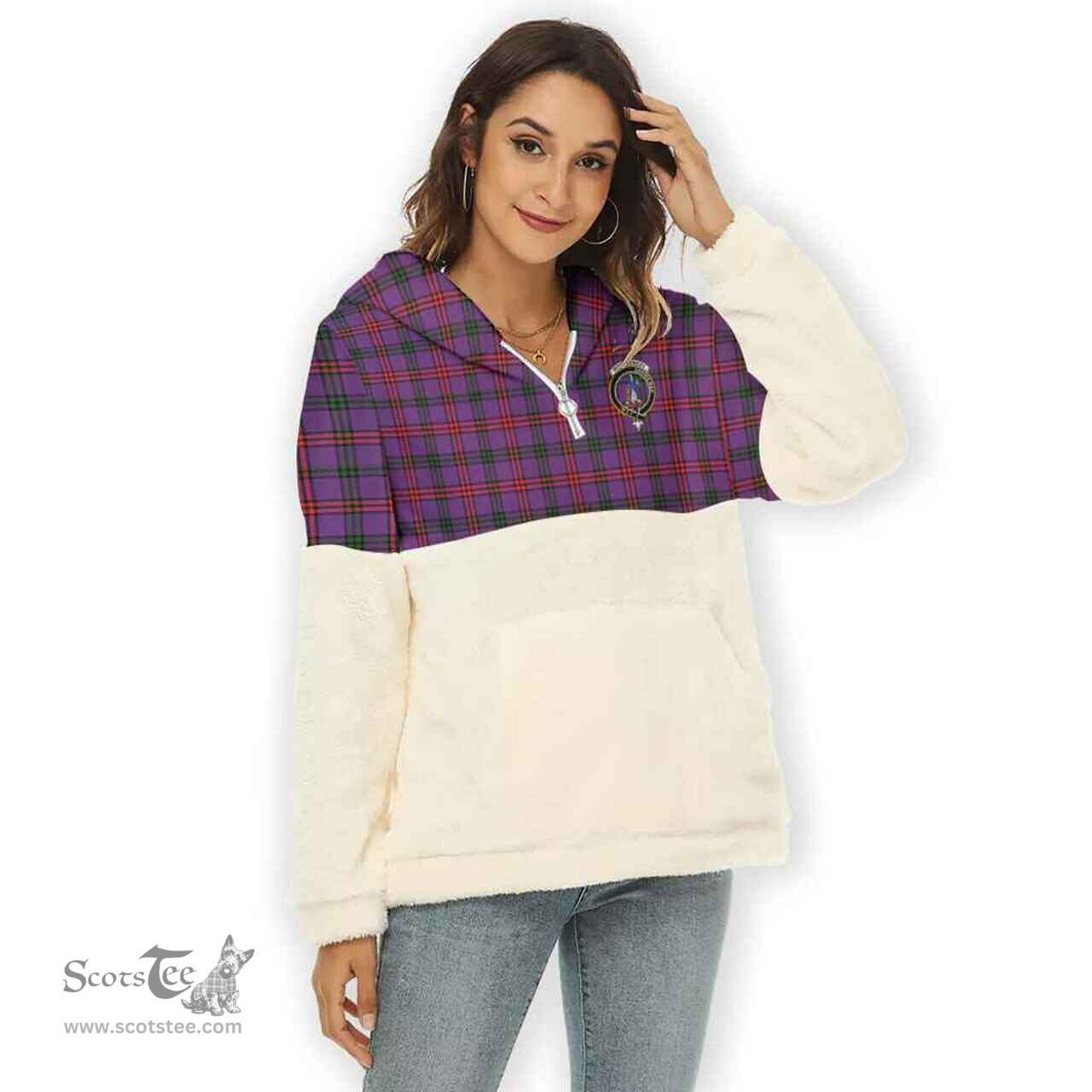 Scottish Montgomery Clan Tartan Flannel Hoodie Women - Crest Classic Scottish Plaid Tartan Plaid