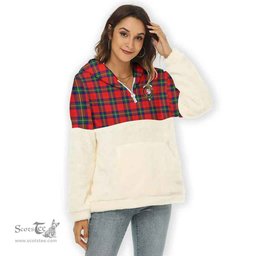 Scottish Ruthven Clan Tartan Flannel Hoodie Women - Crest Classic Scottish Plaid Tartan Plaid
