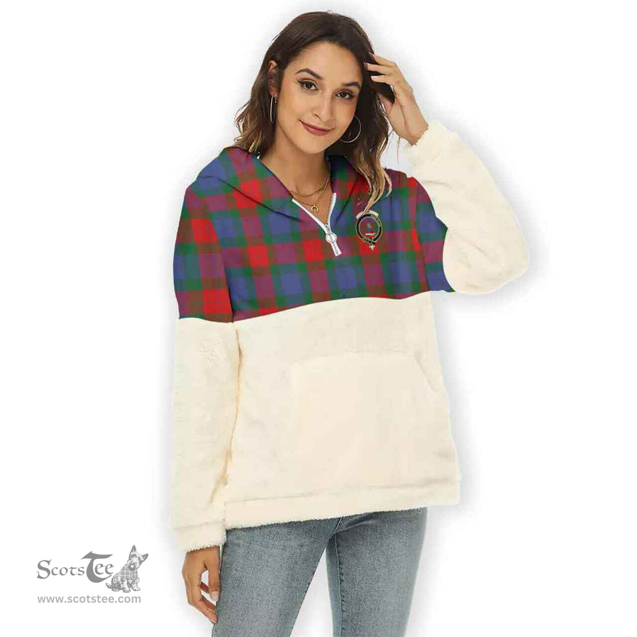 Scottish Mar Clan Tartan Flannel Hoodie Women - Crest Classic Scottish Plaid Tartan Plaid
