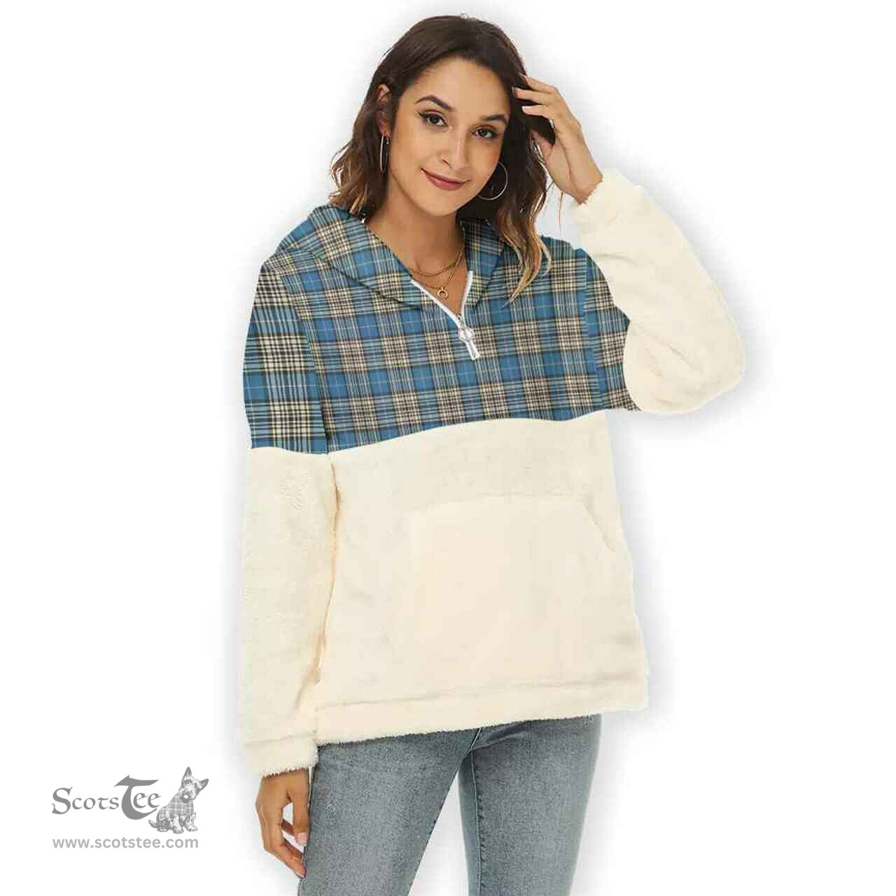 Scottish Napier Ancient Clan Tartan Flannel Hoodie Women - Classic Scottish Plaid Tartan Plaid