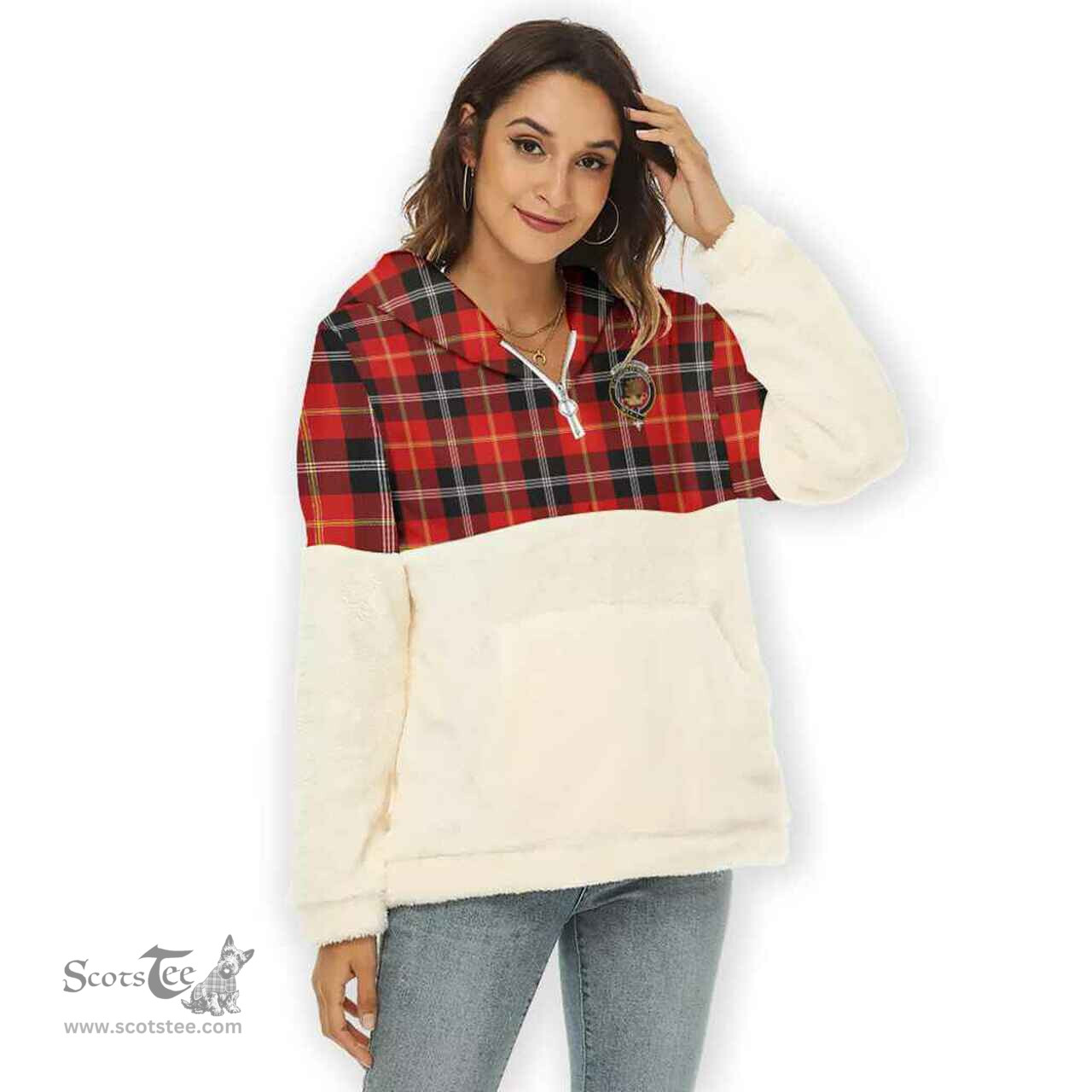Scottish Marjoribanks Clan Tartan Flannel Hoodie Women - Crest Classic Scottish Plaid Tartan Plaid